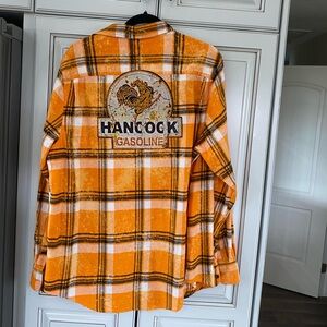 Angry minnow Hancock Gasoline Orange Plaid Flannel Shirt